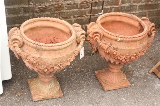 Pair of terracotta garden urns